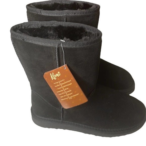 Kemi Bella Short Suede Faux Fur Boots Size 6 - Picture 1 of 11